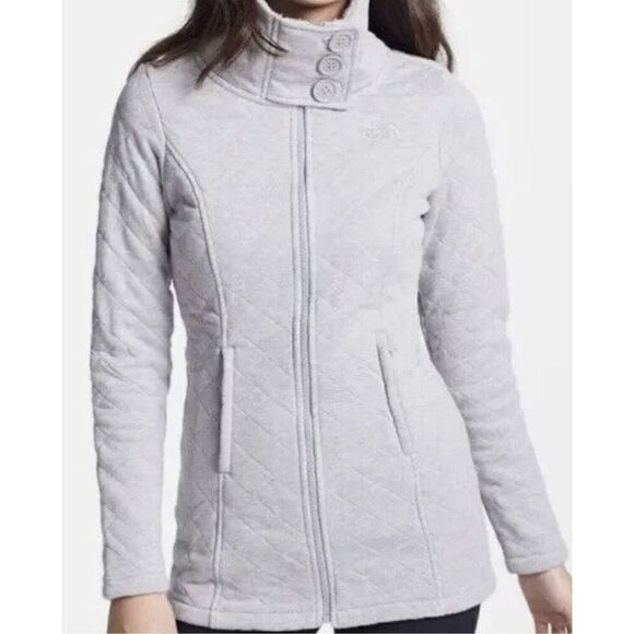 The North Face Caroluna Gray Fleece Lined Quilted SWEATSHIRT Jacket Coat womens - Picture 1 of 10